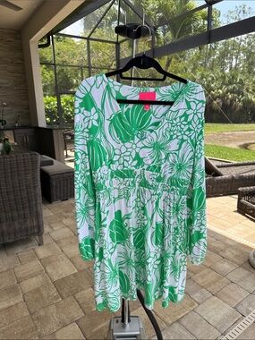 Lilly Pulitzer Green & White Print Dress – Size L